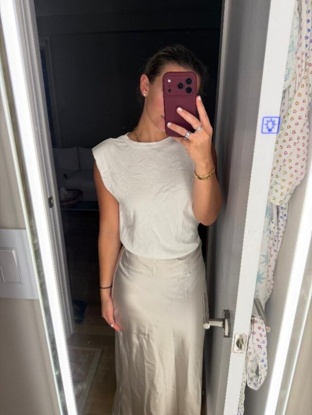 Zara white jersey-top/flowing-skirt combination maxi dress - XS